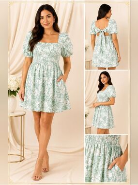 Shabby Chic | Light Green Floral Dress